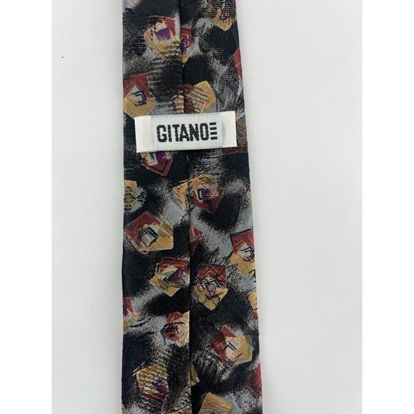 Vintage 90's Gitano Necktie Mens Abstract Pottery Roman Dark Abstract Career - Picture 5 of 8